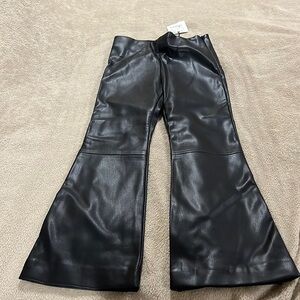 NWT Zara size 8 faux leather flare pants w/zip-up side closure & elastic waist.